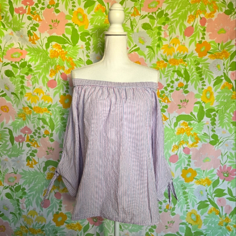 Off-The-Shoulder Striped Cotton Top